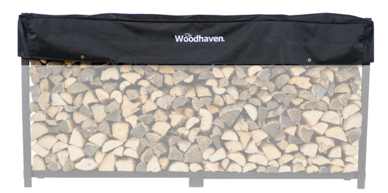 The Woodhaven Short Firewood Rack Black Cover size 10'