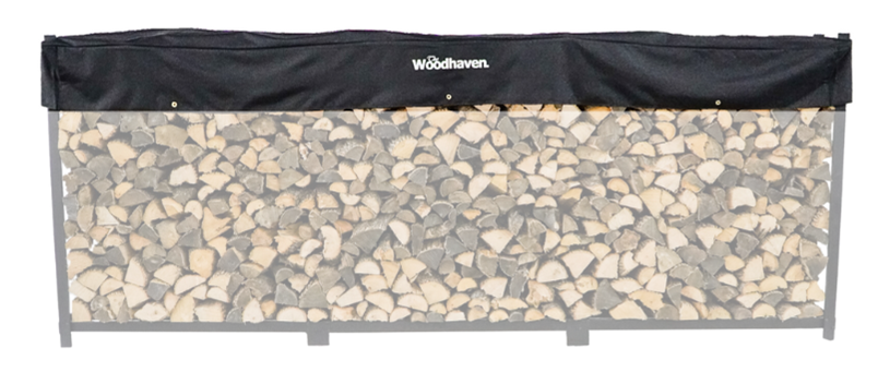 The Woodhaven Short Firewood Rack Black Cover size 12'