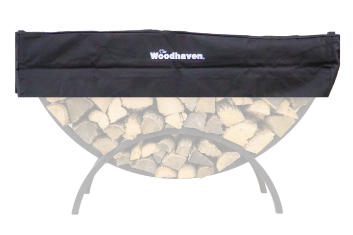 The Woodhaven Short Firewood Rack Black Crescent Cover size 5' 2nd