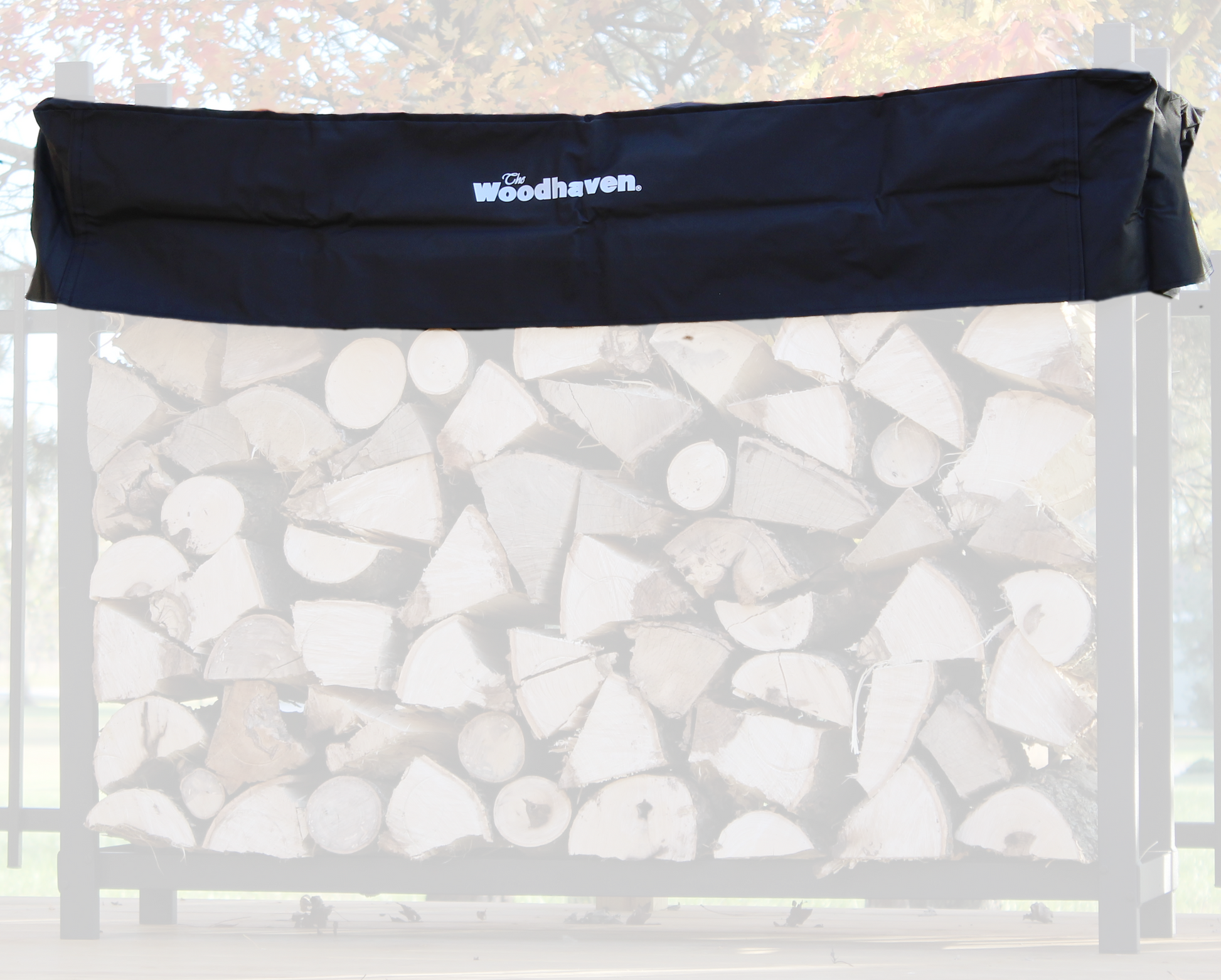 The Woodhaven Short Firewood Rack 
 Black Cover size 5'