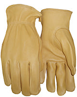 Grain Cowhide with Straight Thumb  Elastic Wrist Gloves Unlined