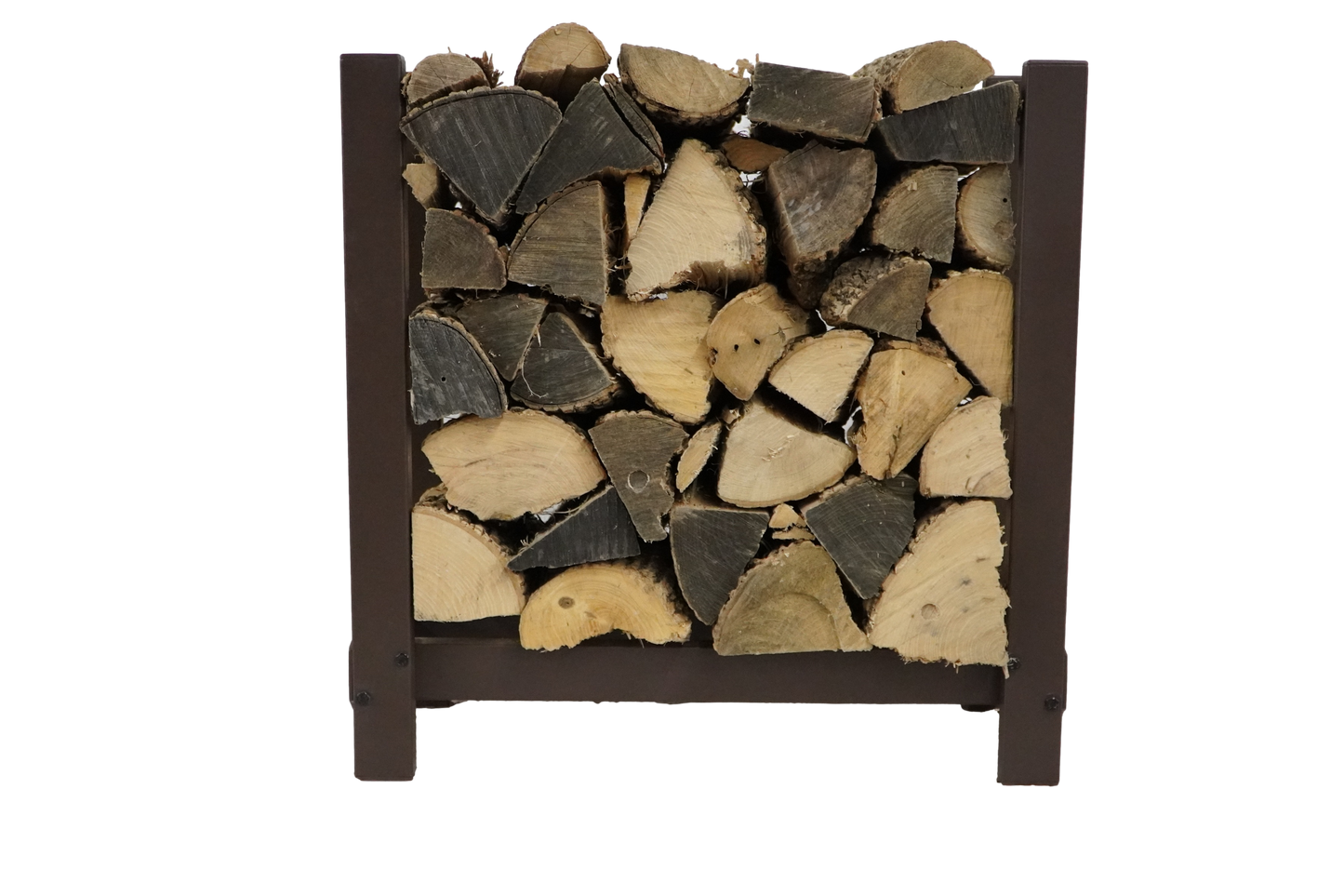 The Woodhaven 2ft Firewood Brown Rack with wood