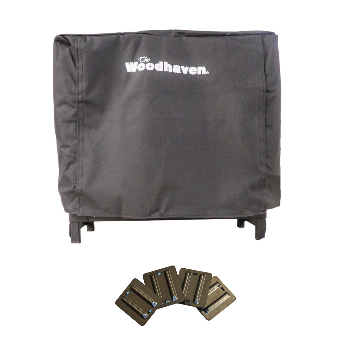 The Woodhaven 2ft Firewood Rack full black cover 4 bases
