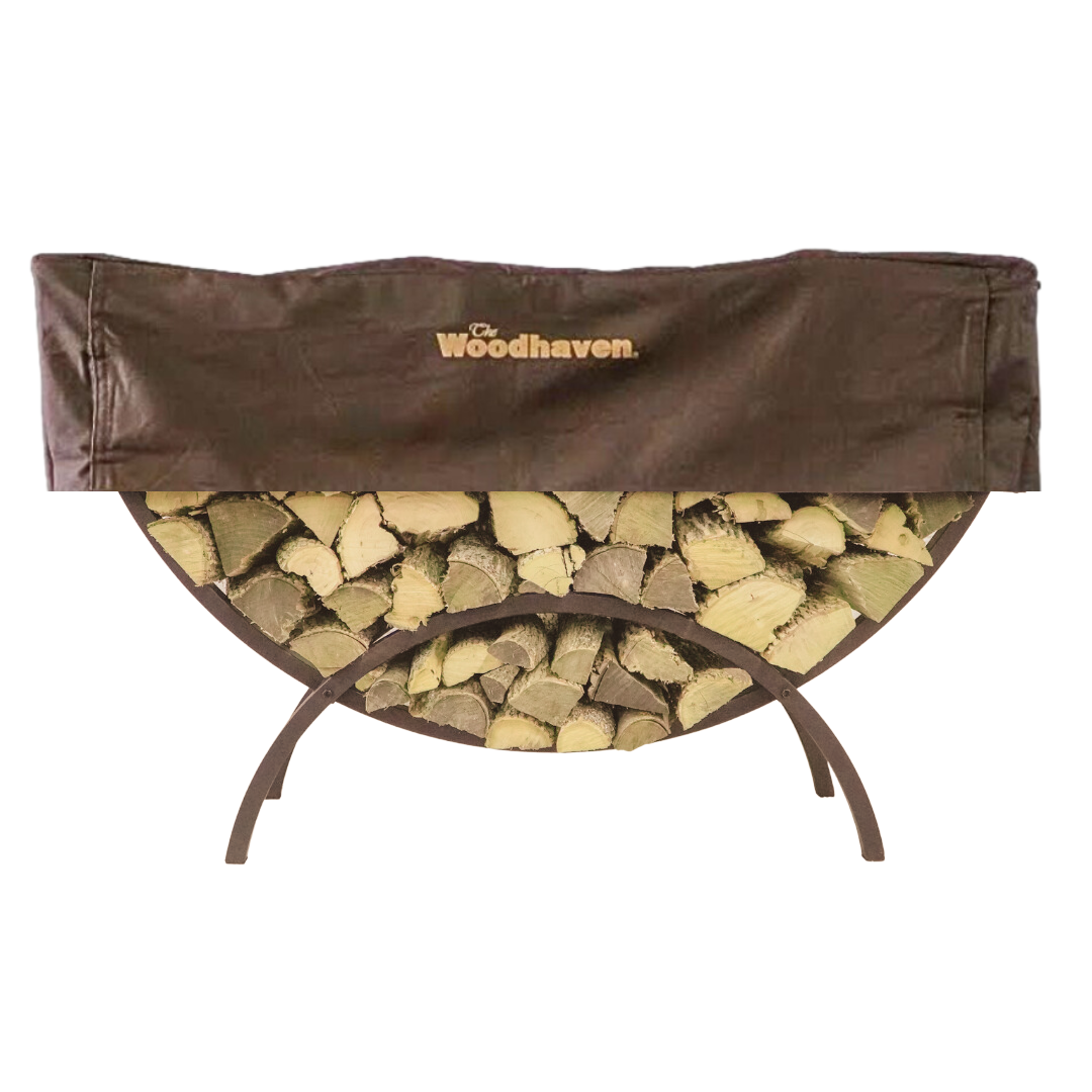 The Woodhaven 5ft Crescent Firewood Rack and Cover