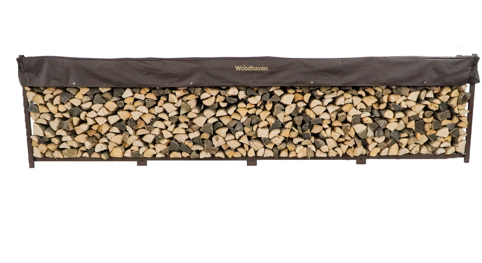 Woodhaven USA Made Steel Firewood Racks With Covers And Accessories