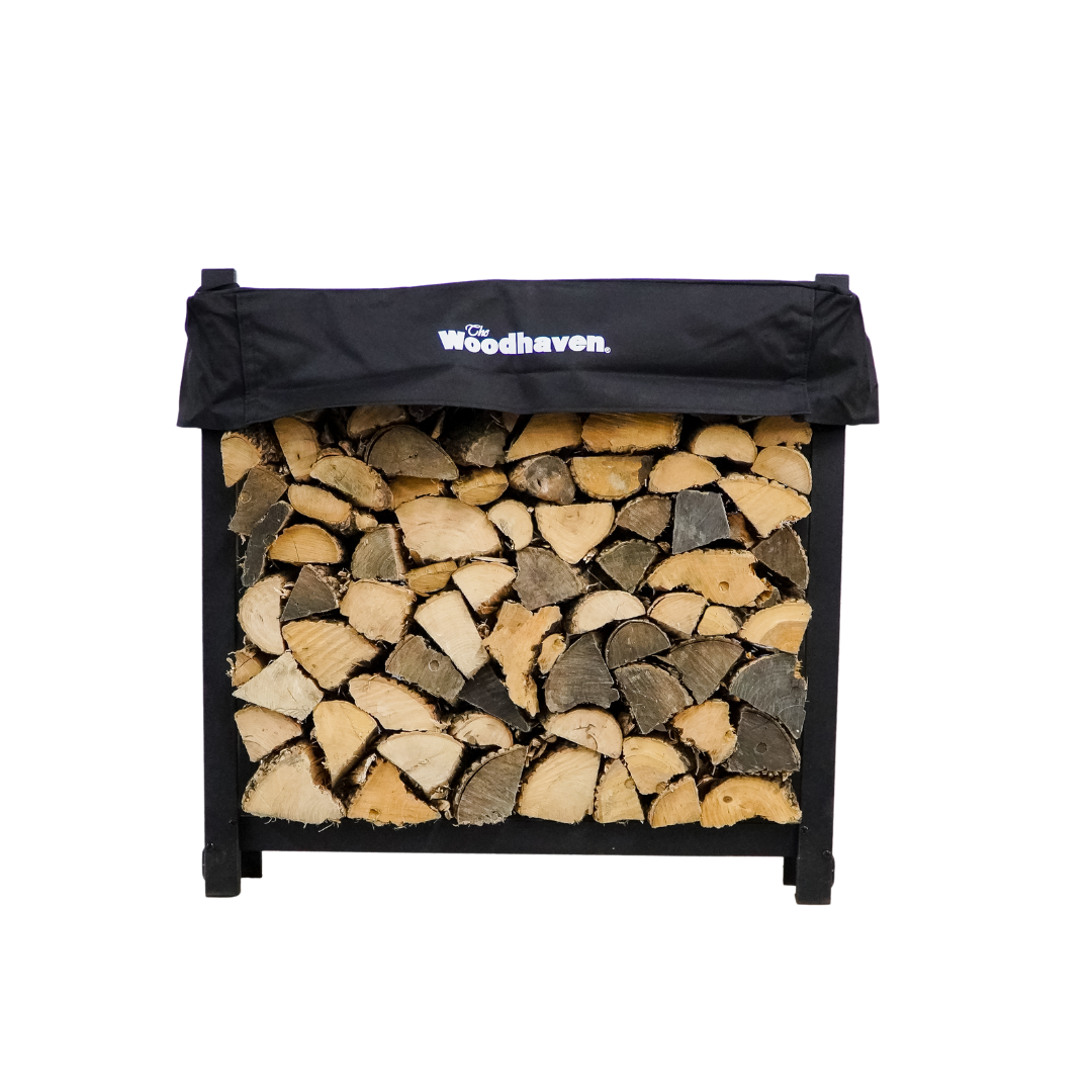 The Woodhaven 3ft Metal Indoor Outdoor Firewood Rack With Cover