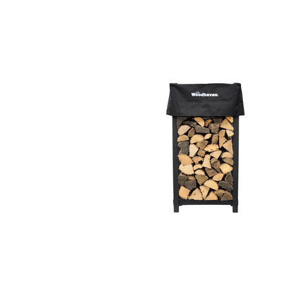 The Woodhaven 4 x 2 Firewood Rack and cover