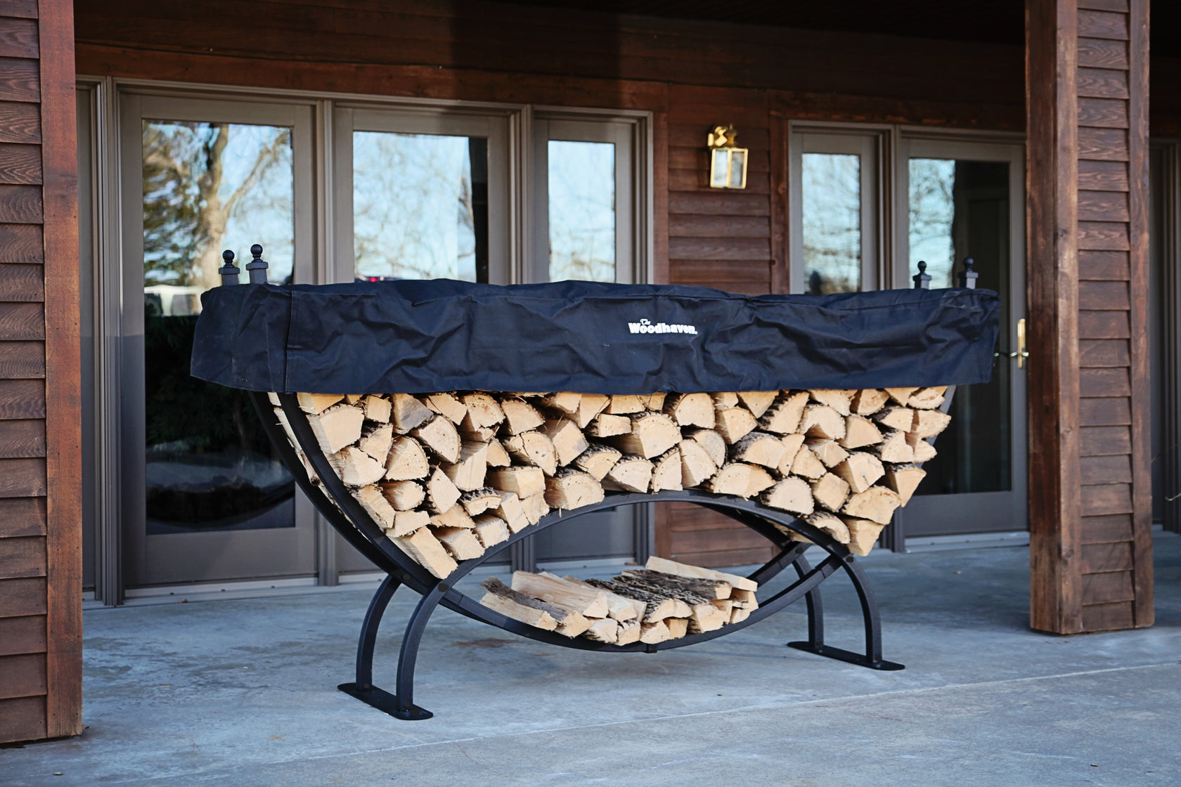 The Woodhaven 8' Large Crescent Firewood Rack