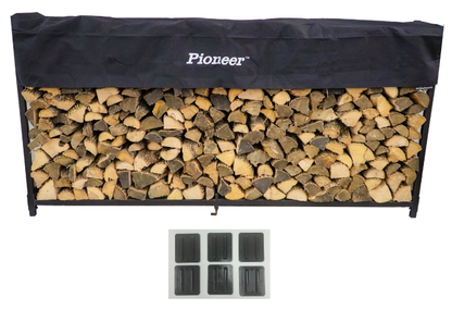 Pioneer Steel Firewood Rack with Waterproof Cover 4 ft and 8 ft