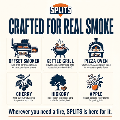 SPLITS - Smoking Wood Chunks - 3" Chunks for Barbecue, Cooking, and Smoking