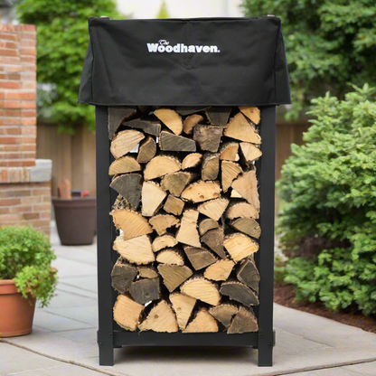 The Woodhaven 4 x 2 Firewood Rack and cover