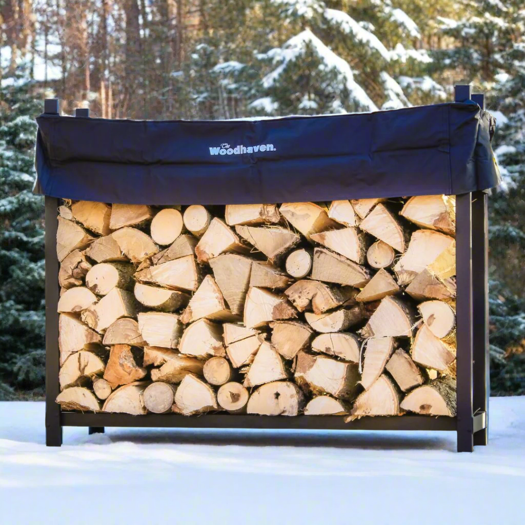 The Woodhaven 5 Foot Outdoor Firewood Rack With Cover USA Made