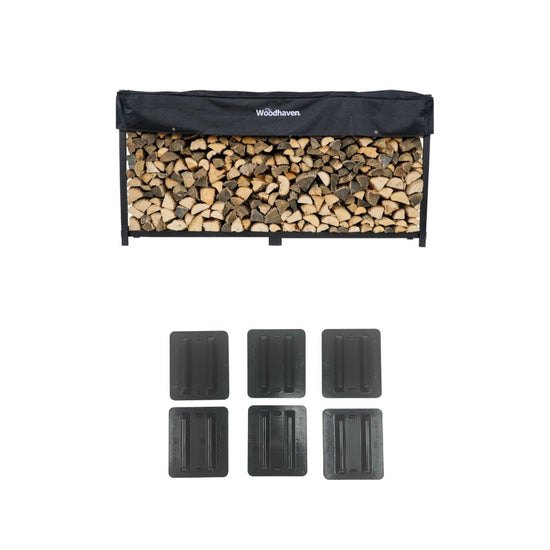 The Woodhaven 10 Foot Outdoor Steel Firewood Rack With Cover US Made