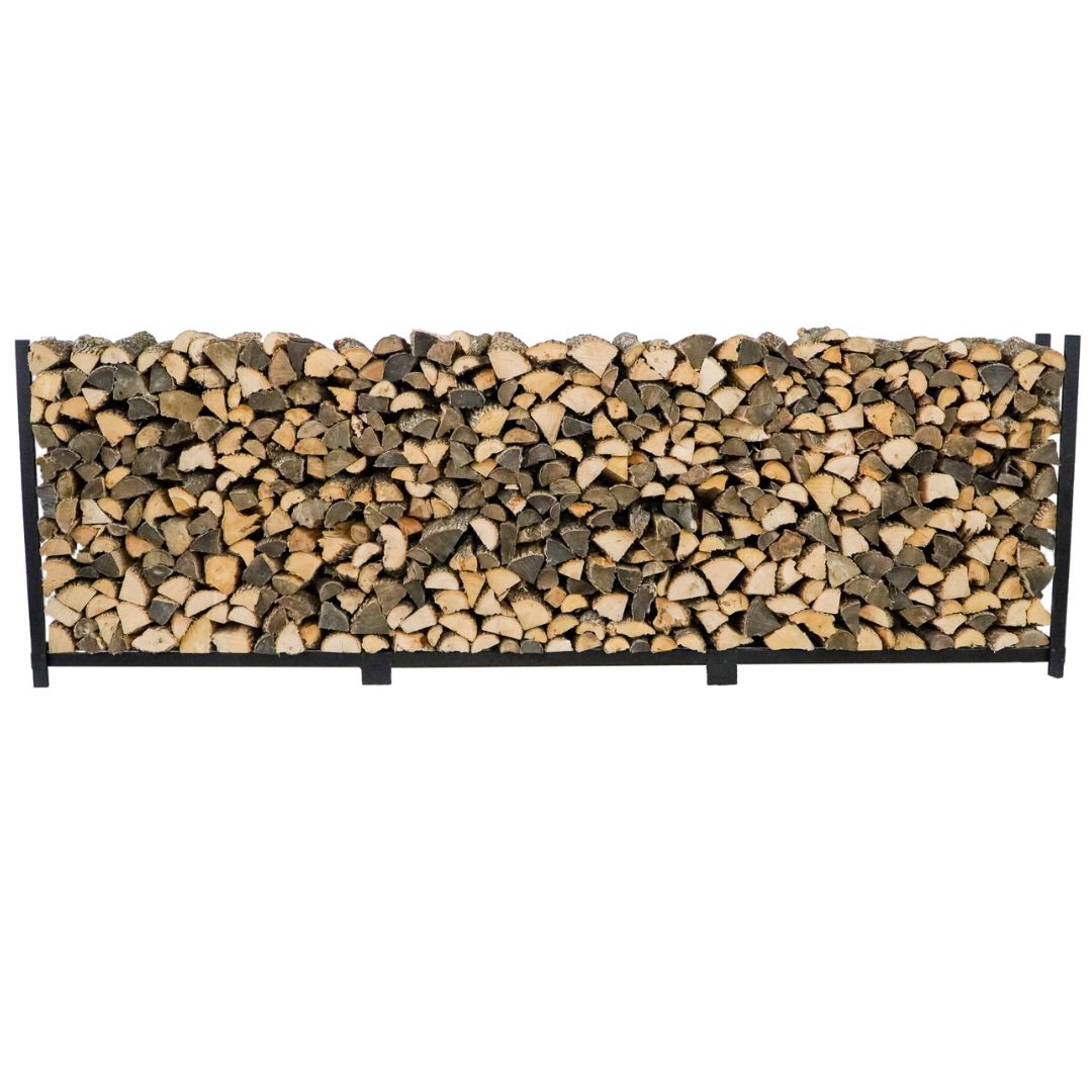 The Woodhaven 12 Foot Outdoor Steel Firewood Rack With Cover - US Made