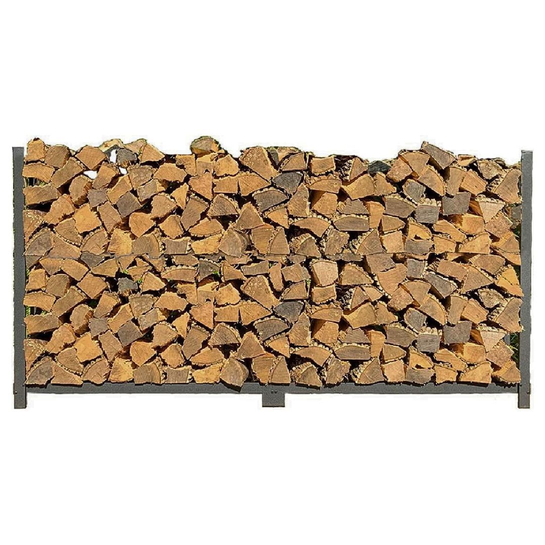 The Woodhaven 8 Foot Steel Outdoor Firewood Rack With Cover USA Made